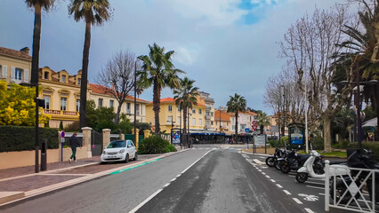 French Riviera. Promenade des Anglais in Nice, Provence-Alpes-Cote d'Azur, France 27 February 2025. 