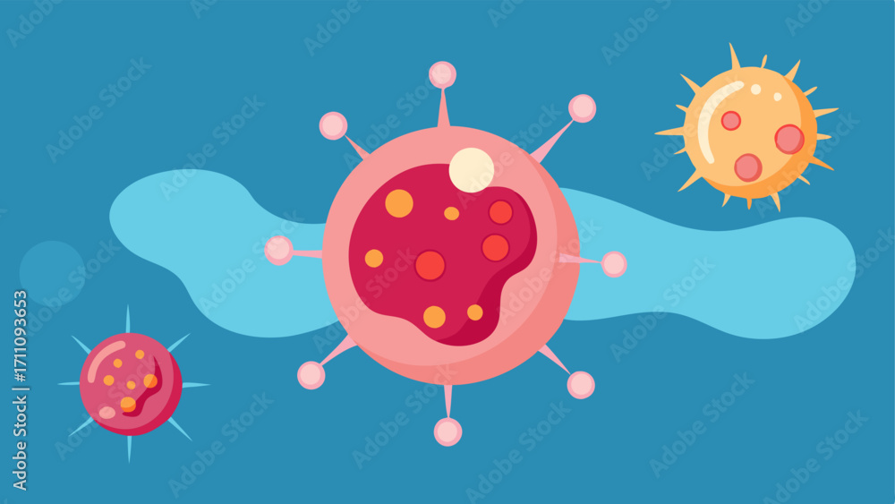 Poster cellular activity animation an animatedstyle illustration depicting skin cells actively dividing and