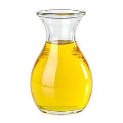 Clear glass carafe filled with golden yellow liquid