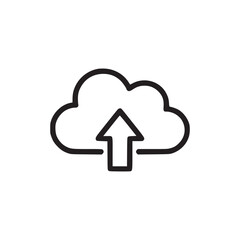 Illustration of a cloud upload icon the cloud and arrow are drawn with a simple, clean line style, making it appear modern and minimalist
