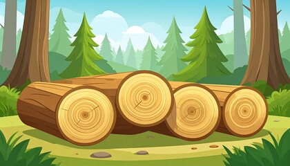 Forest scene with logs