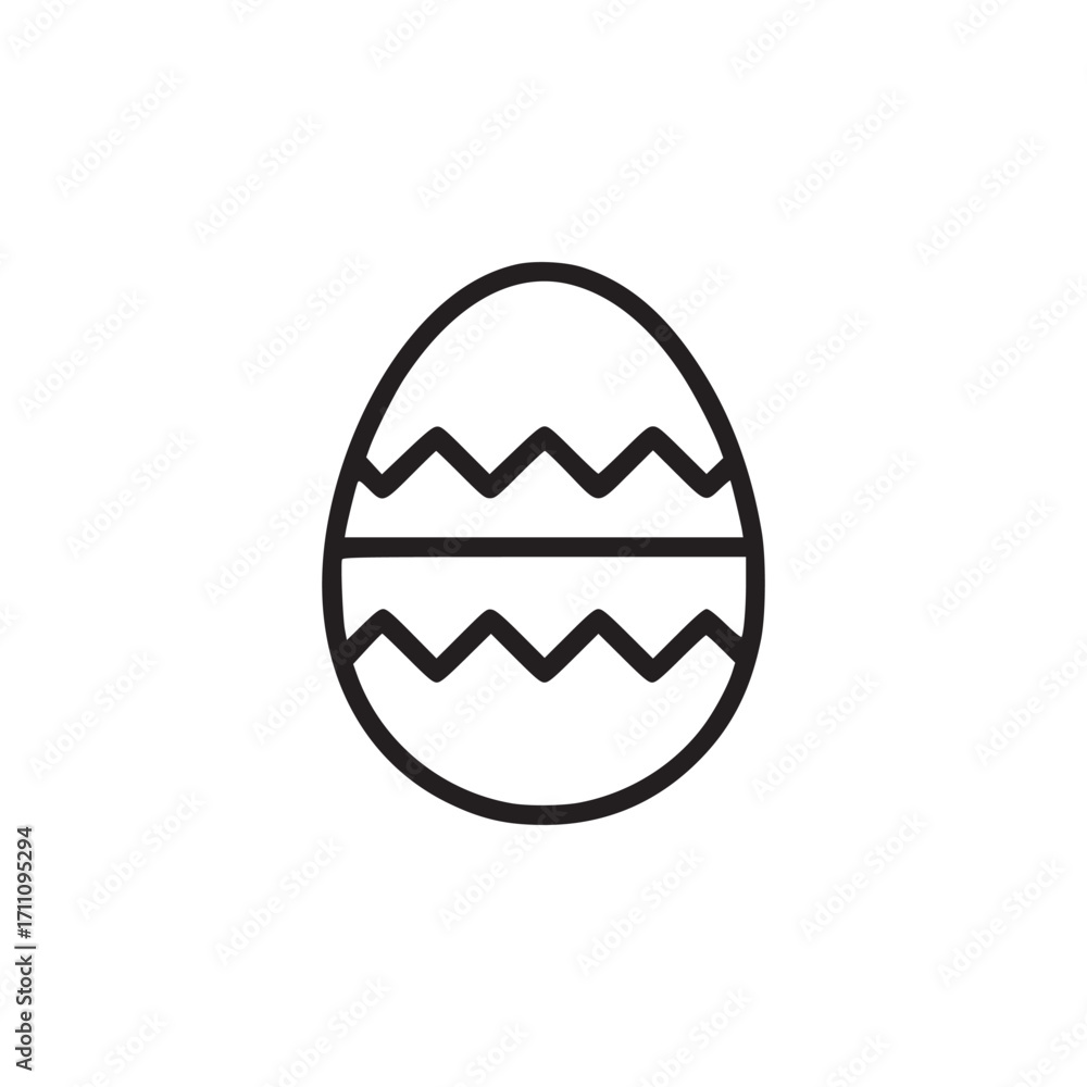 Poster vector art of easter egg icon simple line drawing of an egg with a zigzag pattern symbol of spring, 