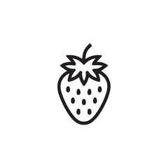 Vector art of minimalist black strawberry illustration, ideal for designs related to healthy eating, summer, or organic food, conveying freshness and simplicity