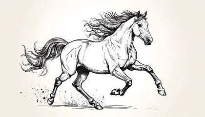 Majestic Running Horse Drawing.