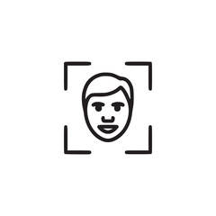 Vector art of minimalist vector icon of a face recognition system represents facial identification, security, and technology clean and modern design for various applications