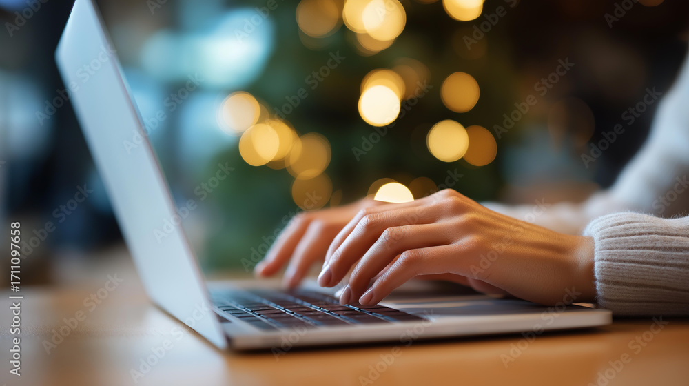 Fototapete a freelancer uses an ai assistant on an laptop to automate text generation on a generic creative int