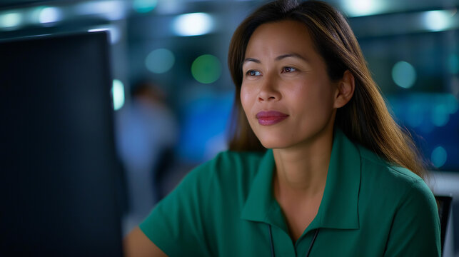 A server farm IT professional uses a green screen PC to deploy deep learning tools on a generic training interface managing AI training datasets server racks humming AI deep