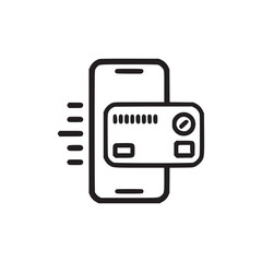Vector art of mobile payment icon smartphone and credit card concept for online transaction, banking, or ecommerce simple line art vector illustration for app, website, or design