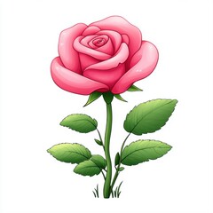 Beautiful Pink Rose with Fresh Green Leaves Illustrating Nature’s Beauty