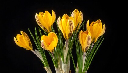 Beautiful Yellow Crocuses in Springtime.