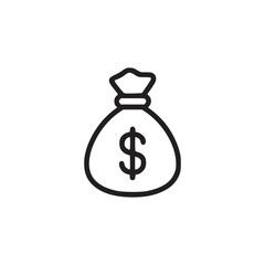 Vector art of money bag icon symbol of wealth, investment, and financial success represents savings, earnings, and economic prosperity clean, minimalist design for finance and business concepts