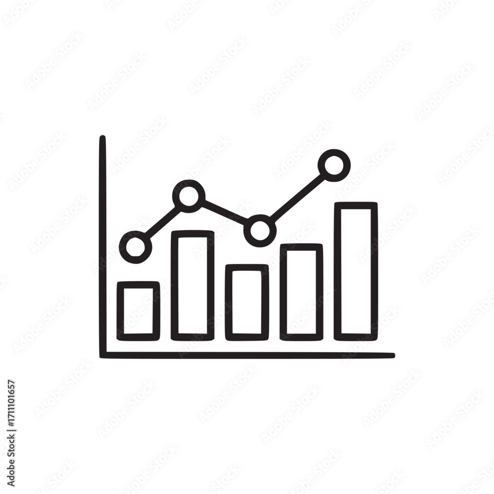 Poster vector art of graph chart icon vector illustration simple outline diagram for web design, user inter