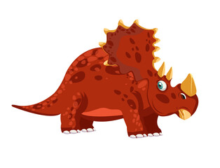 Cartoon illustration of Triceratops dinosaur background with colored icon