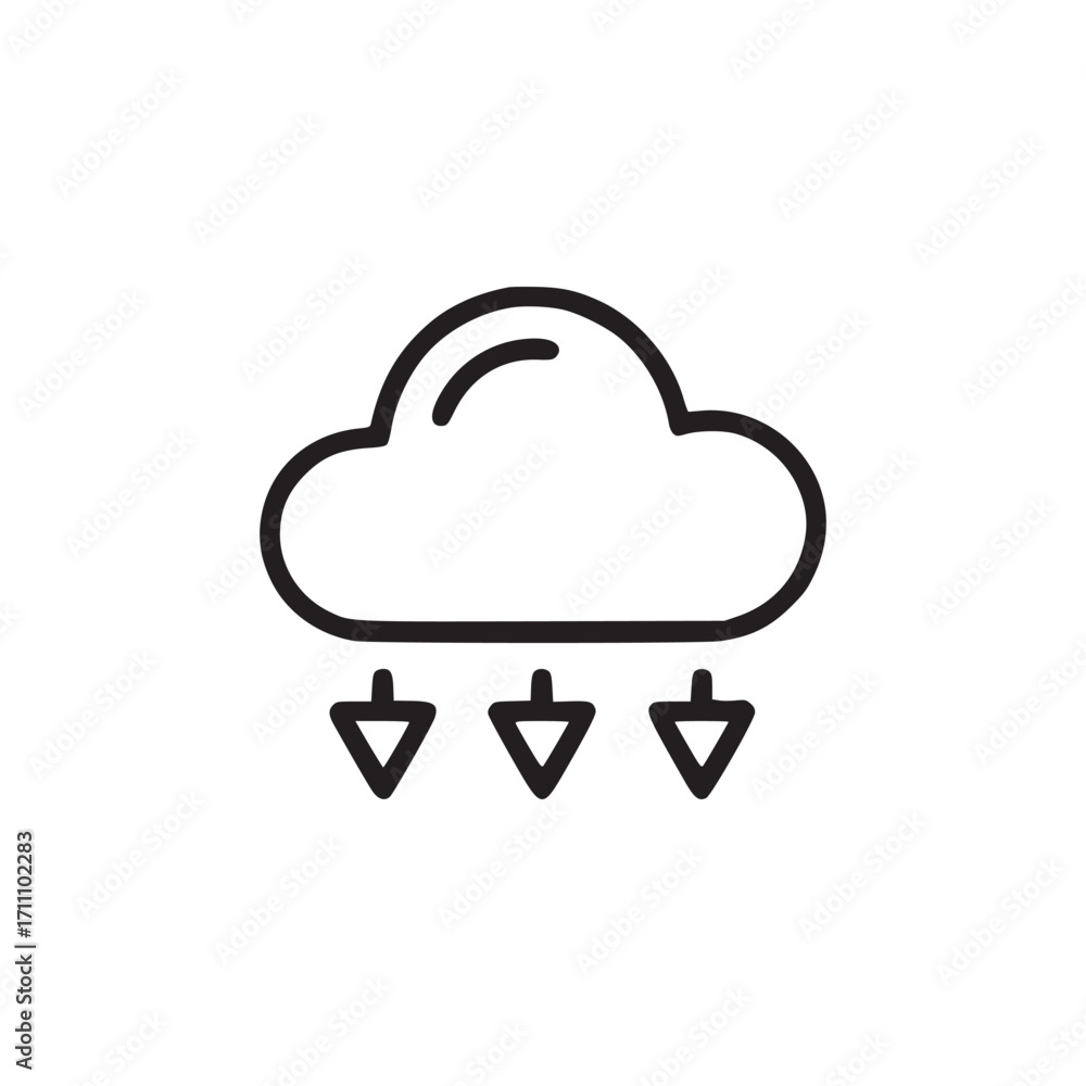 Poster vector art of cloud download icon this vector graphic represents data transfer, cloud storage, and d