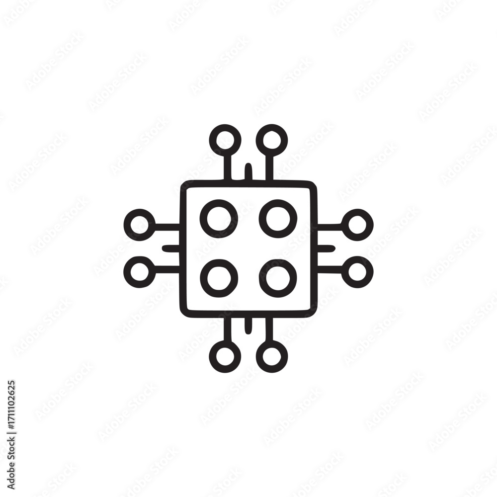 Poster vector art of microchip icon this vector illustration shows a simplified representation of a microch