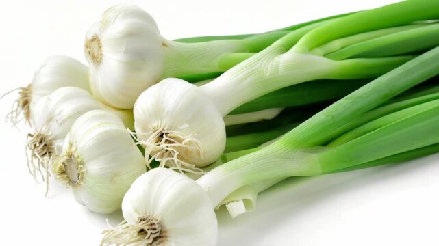 Fresh garlic bulbs in a bunch