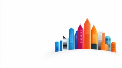 Colorful City Skyline Illustration on White Background for Creative Use