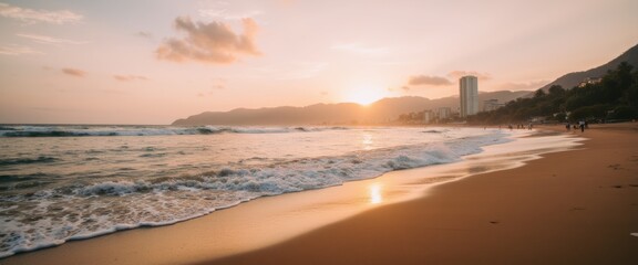 Sunset beach scenes from Brazil’s most famous shores such as Copacabana, Ipanema, or Baía do Sancho