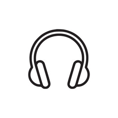 Vector art of minimalist line art illustration of headphones, the headphones feature a classic overear design with a curved headband and cushioned ear cups, suitable for use as an icon or graphic