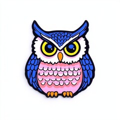 Colorful Cartoon Owl Illustration with Big Eyes and Vibrant Feathers