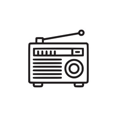 Vector art of radio icon vintage receiver with antenna, retro broadcast device, classic audio equipment, oldfashioned communication technology, nostalgia, entertainment