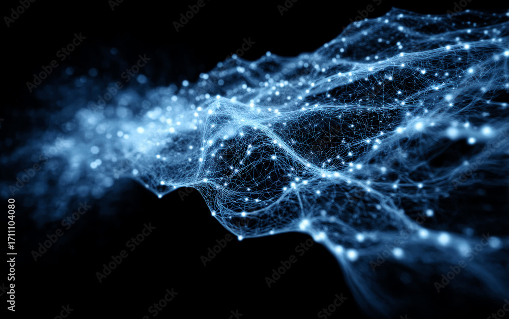 Poster abstract digital network with interconnected lines and points