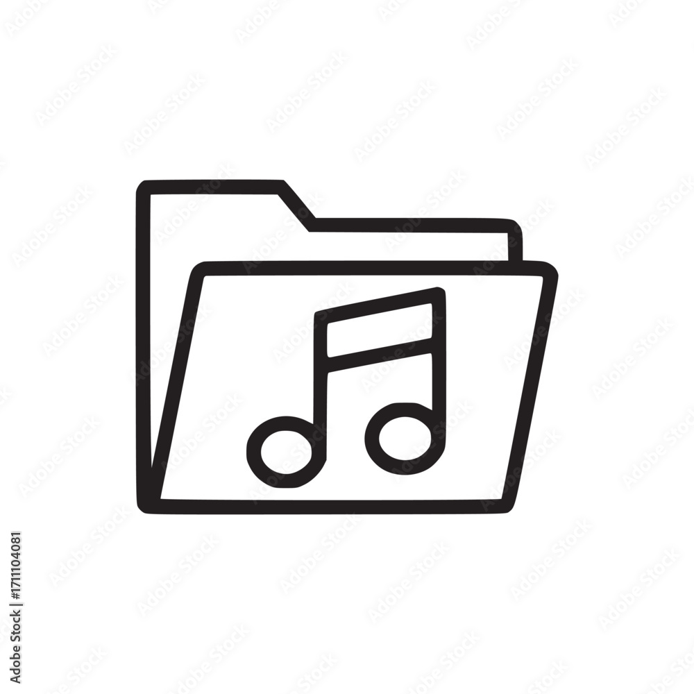 Poster vector art of music folder icon minimalist style vector illustration of a folder with a music note i