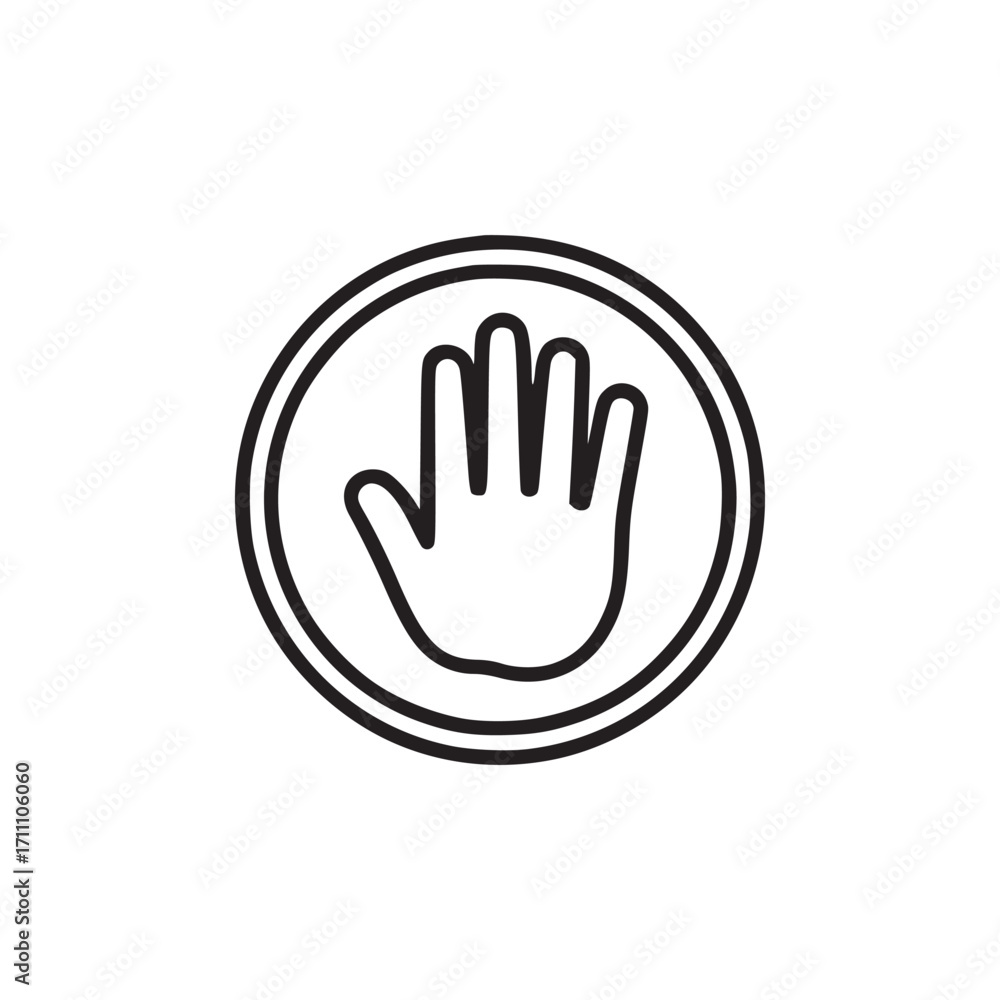 Poster vector art of hand in a circle this simple line art illustration features a hand inside a circle, sy