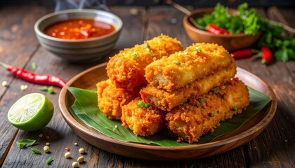 Fototapeta premium Cireng Fried Tapioca Snack. Traditional Indonesian Food