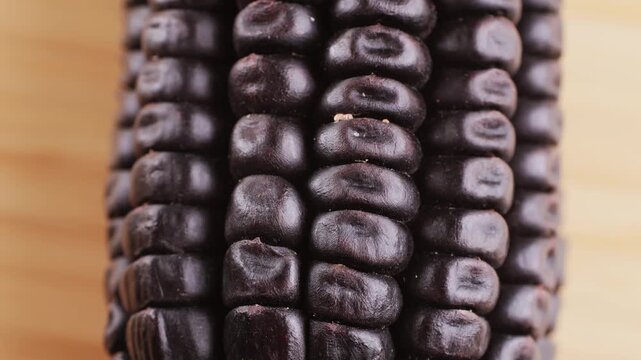 Close-up detailed black corn negro latin american. Dried Chicha Morada is made from black corn. 