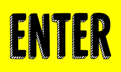Enter Sign in doodle style on yellow background.
