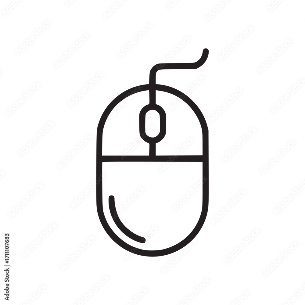 Poster illustration of a computer mouse this minimalist line art depicts a classic computer mouse, symboliz
