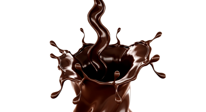 Chocolate is splashing upward in a dynamic form against a isolated background. - high quality Chocolate is splashing upward in a dynamic form against