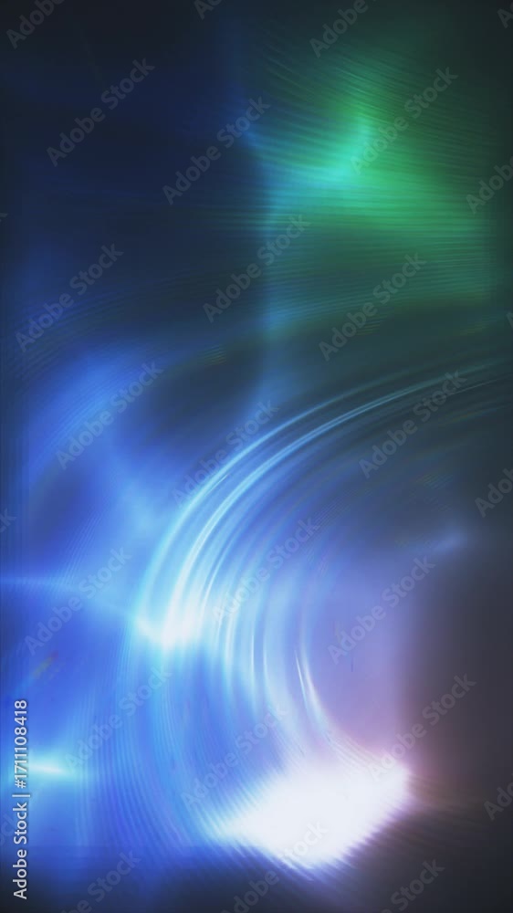 Poster an abstract animation flows smoothly, featuring vibrant colors and gentle light movement to create a
