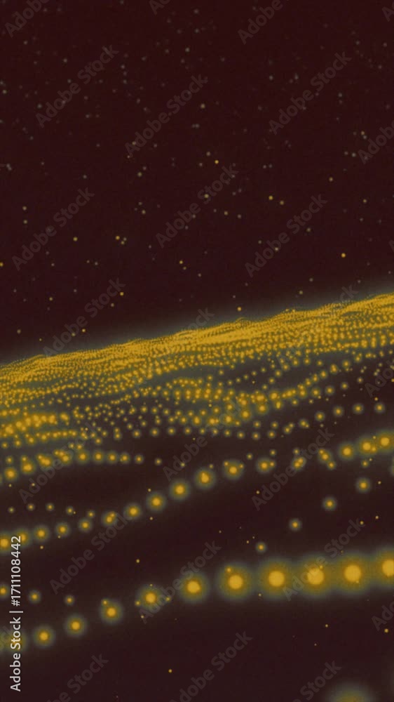 Poster witness dynamic light patterns flowing smoothly across an abstract landscape under a dark night sky.