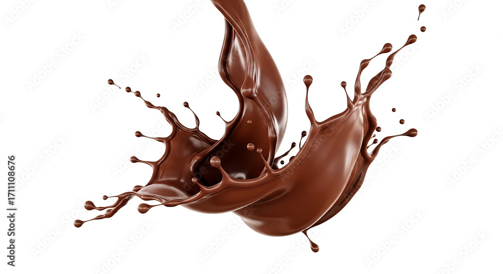 Aufkleber chocolate liquid is splashing in an abstract shape against a isolated background, creating dynamic c