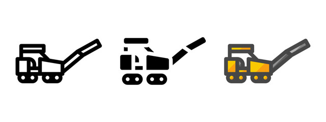 Multipurpose cold planer vector icon in outline, glyph, filled outline style. Three icon style variants in one pack.