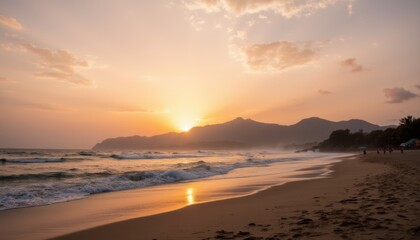 Sunset beach scenes from Brazil’s most famous shores such as Copacabana, Ipanema, or Baía do Sancho