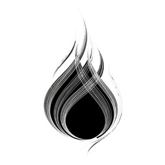 Abstract black flame fire vector illustration drawing design element graphic art isolated on white background