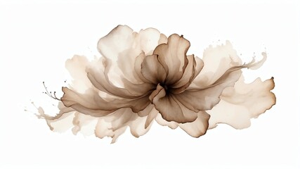 Water smudge of french taupe artistically presented on white background 