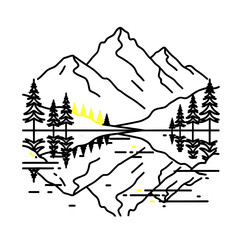 Mountains landscape trees nature reflection outdoors peak scenic adventure travel explore hiking view 