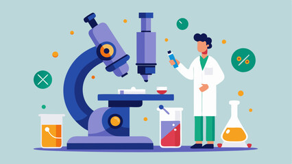 A microscope in use with a slide and specimen being examined.