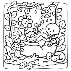 Spooky Halloween Coloring Book Pages For Kids-Adults, Vectors Illustration, Line Art, Black & White Designs, Bold-Easy, A4 Size 8.5x11