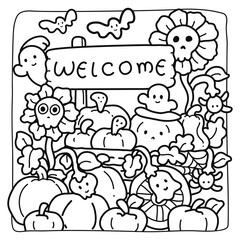 Spooky Halloween Coloring Book Pages For Kids-Adults, Vectors Illustration, Line Art, Black & White Designs, Bold-Easy, A4 Size 8.5x11