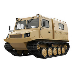 Obraz premium Tan allterrain tracked vehicle isolated on transparent background