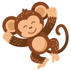 Vector illustration of cartoon tropical monkey isolated. Ideal for jungle, wildlife, nature, animal, educational, and playful themed visuals.