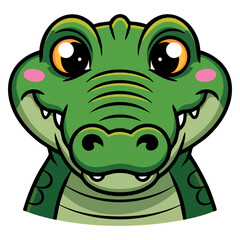 Vector illustration of isolated crocodile avatar, cute animal design ideal for fun graphics, playful visuals and children cartoon projects