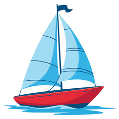 Vector illustration of sail boat isolated on white. Great for maritime, travel, ocean adventures, nautical icons, and vacation themed visuals.