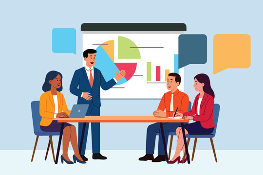 Business People in a Meeting Vector Illustration