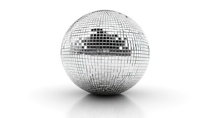 Fototapeta premium Silver Disco Ball on White Background for Party and Event Design